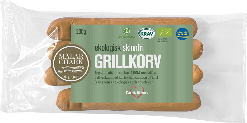 Mälarchark Grillkorv Skinnfri KRAV 200g Mälarchark