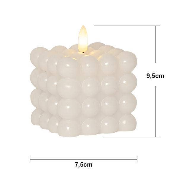 Star Trading Blockljus LED Flamme Dot Vit 8,5x9,5cm