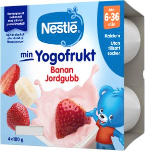 Nestlé Min YogoFrukt Jordgubb & Banan 6M 4x100g