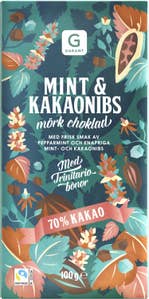 Garant Mörk Choklad 70% Mint & Kakaonibs Fairtrade