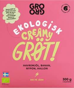 GroGro Creamy Gröt med Banan, Nypon & Hallon 6M EKO