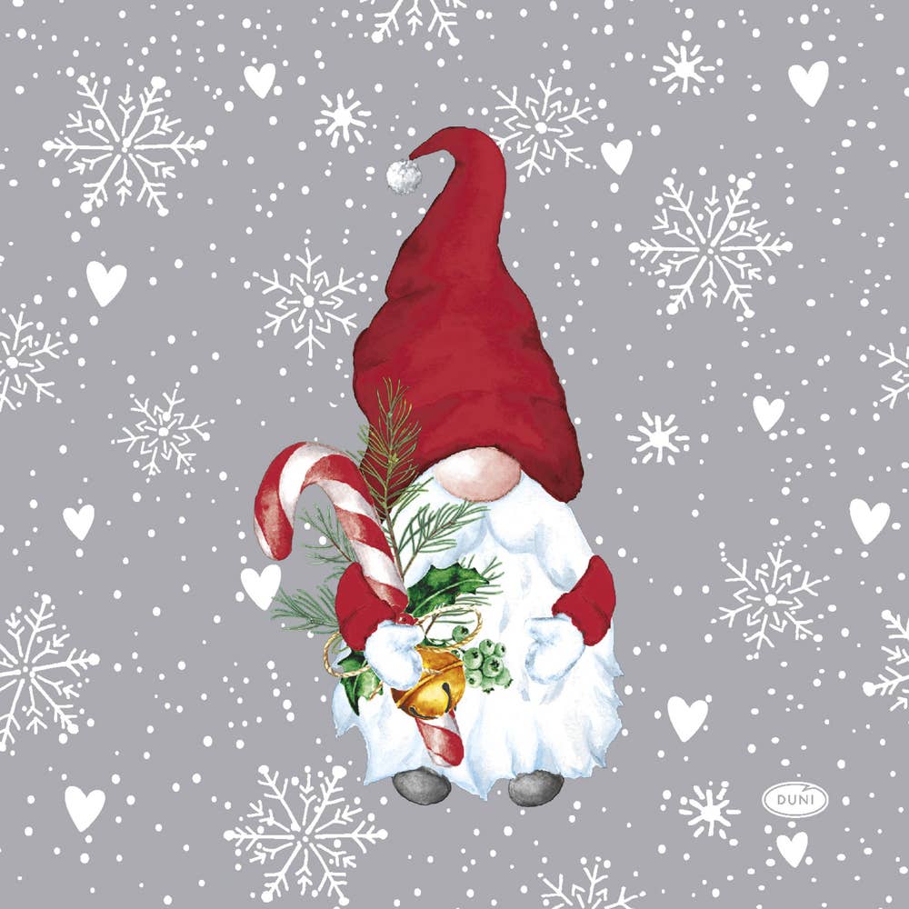 Duni Servett Snöflingor Tomte 3-lags 33x33cm