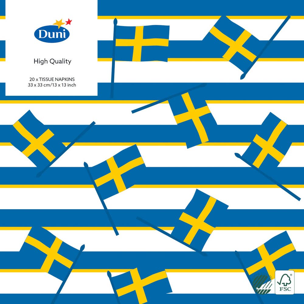 Duni Servett Svenska Flaggor 3-lags 33x33cm