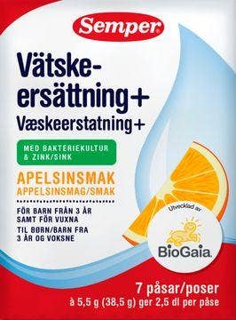 Semper Vätskeersättning Plus Apelsin, Vätskeersättning, 7 portionspåsar