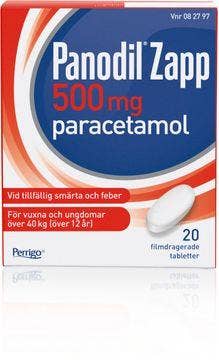 Panodil Zapp 500 mg, Paracetamol, tablett, 20 st