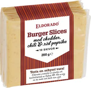 Eldorado Burger Slices med Cheddar, Chili & Röd Paprika