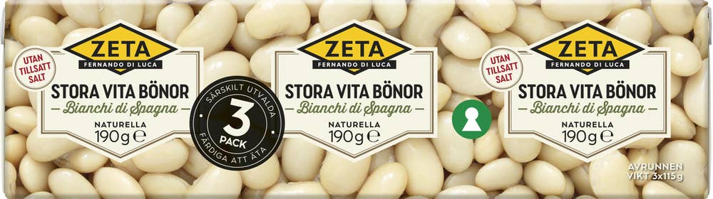 Zeta Stora Vita Bönor 3x