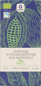 Garant Eko Mörk Choklad med Pistaschnötter & Havssalt 52% EKO/Fairtrade
