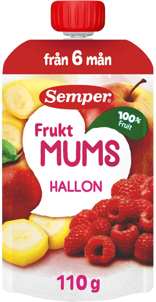 Semper Fruktmums Hallon, Äpple & Banan 6M