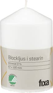 Fixa Blockljus Stearin Vit 10cm