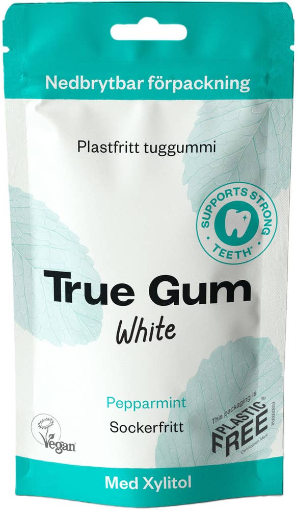 True Gum Tuggummi White Pepparmint Sockerfri Veganskt