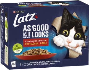 Latz Kattmat Kyckling/Oxe/Kanin/Lamm i Gelé 12x85g