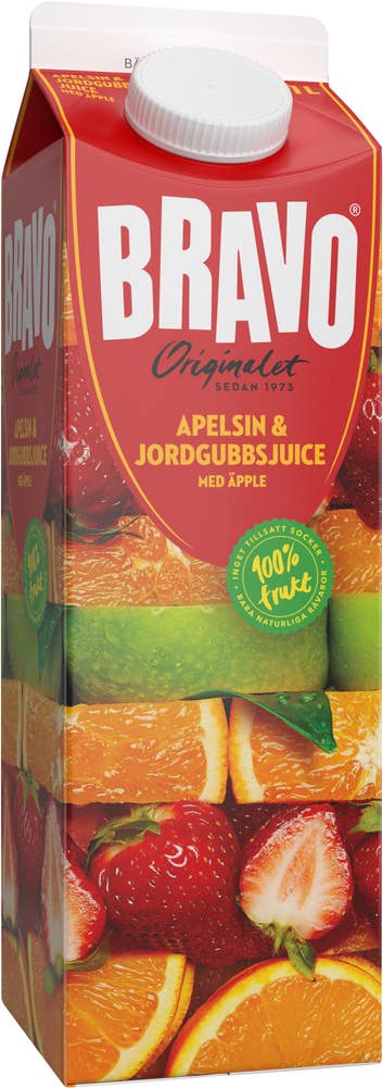 Bravo Juice Apelsin, Jordgubb & Äpple 1L Bravo