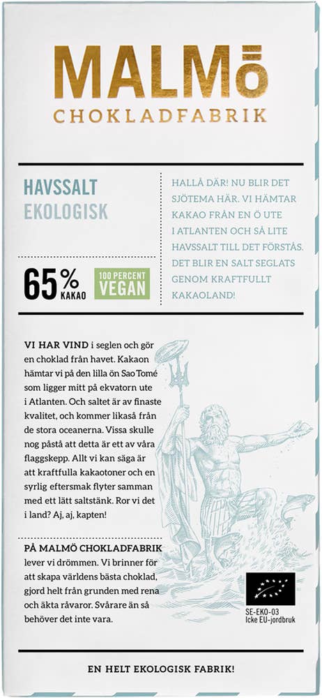 Malmö Chokladfabrik Choklad Havssalt 65% EKO