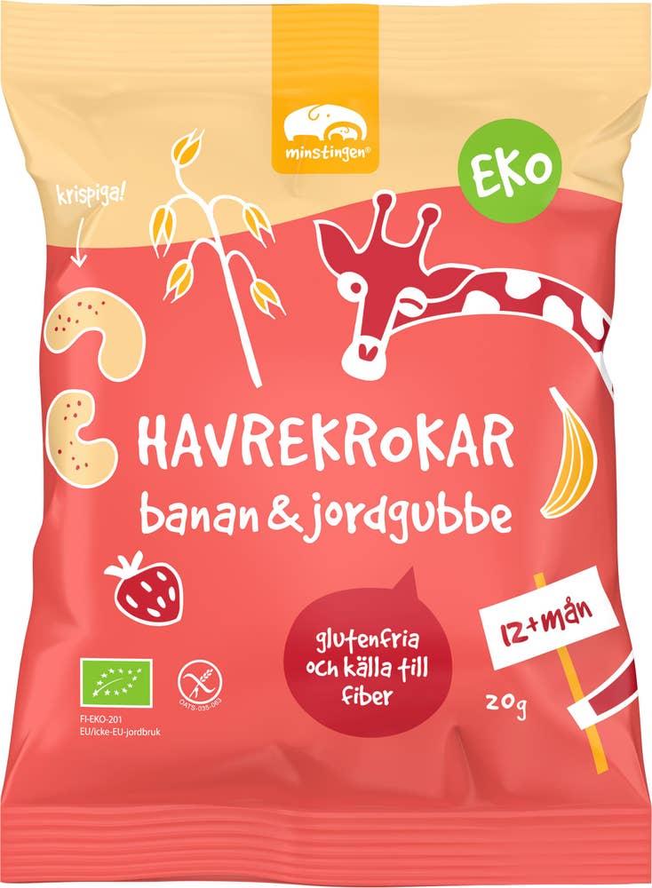 Minstingen Havrekrokar Banan & Jordgubb EKO