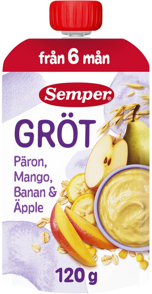 Semper Grötklämmis Päron, Mango, Banan & Äpple 6M