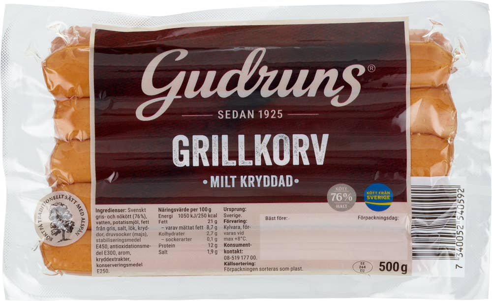 Godingar Grillkorv Kötthalt 72%