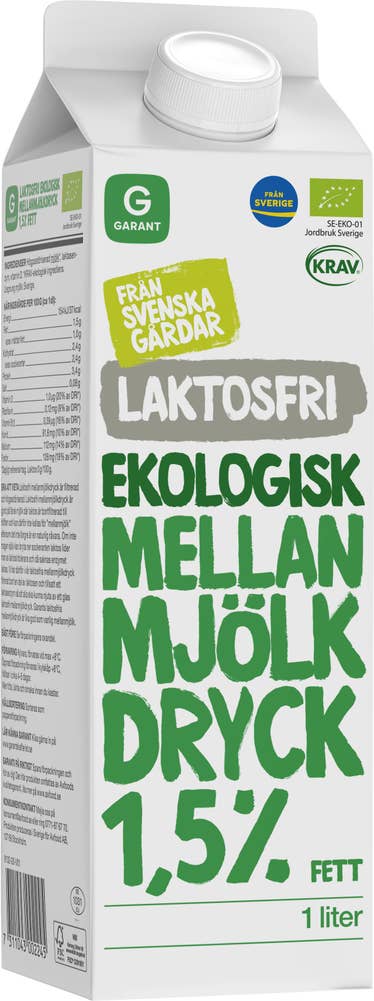 Garant Eko Mellan Mjölkdryck Laktosfri 1,5% EKO/KRAV