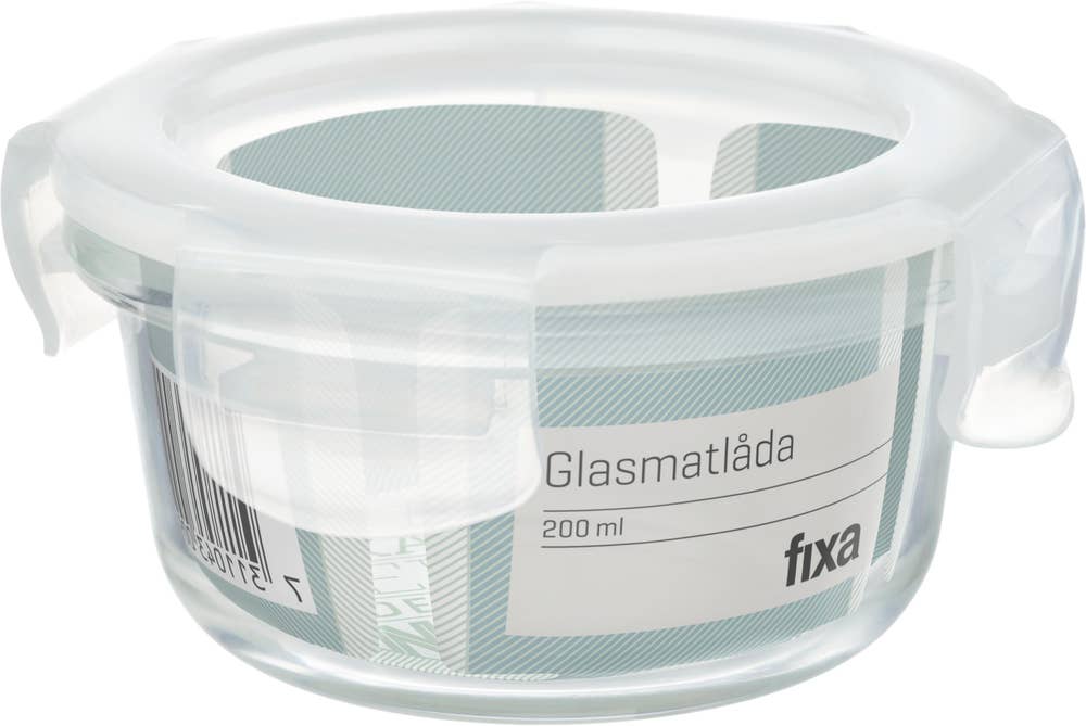 Fixa Glasmatlåda med Lock Rund 0,2L