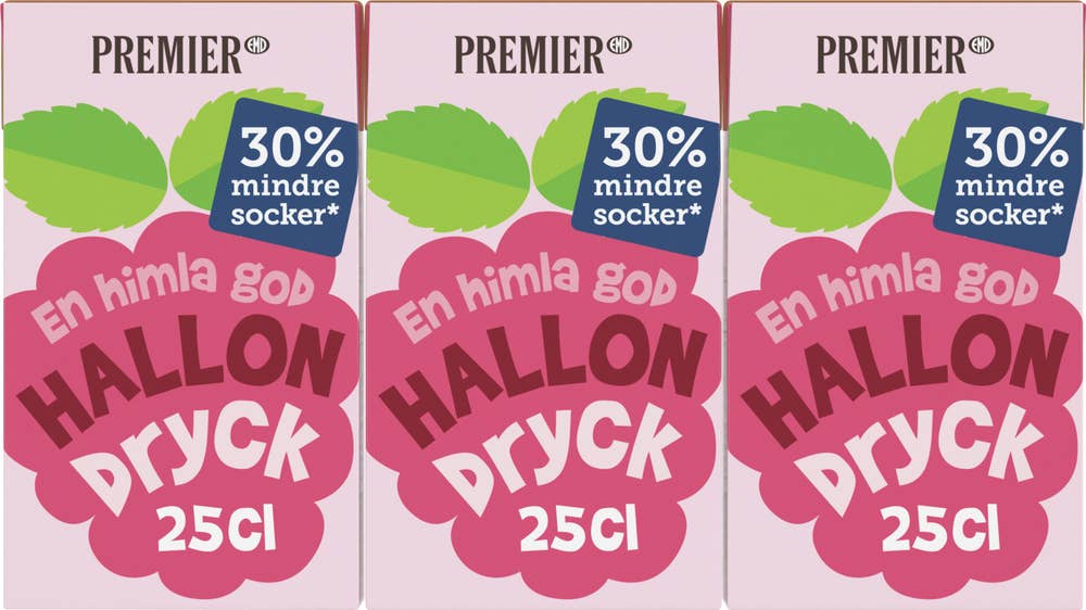 Hallondryck Mindre Socker 3x25cl