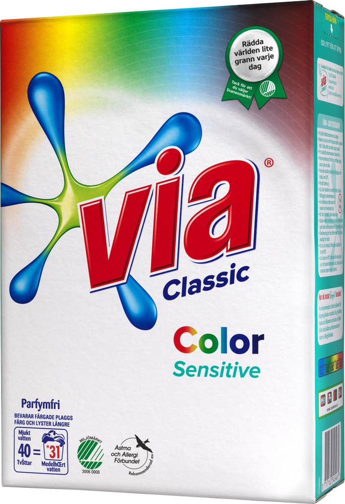 Via Tvättmedel Color Sensitive Parfymfri Via