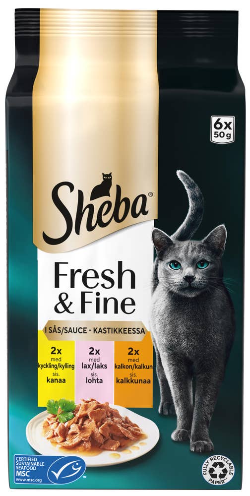 Kattmat Blandade Smaker i Sås 6x50g