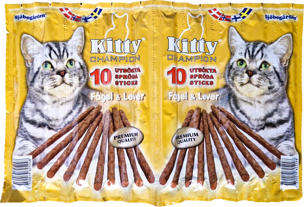 Sjöbogårdens Kattgodis Kitty Sticks Fågel & Lever 10-p