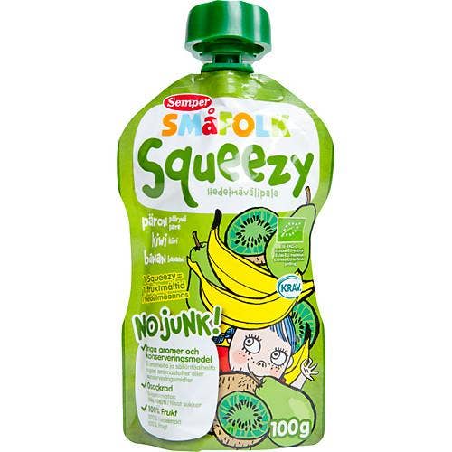 Semper Squeezy Päron/Kiwi/Banan 1År Ekologisk Småfolk