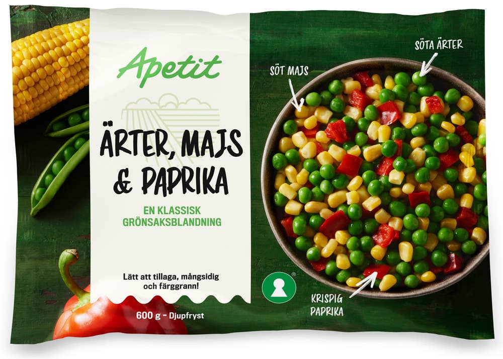 Apetit Ärtor, Majs & Paprika Fryst
