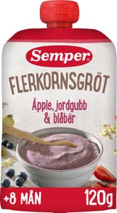 Semper Flerkornsgröt Äpple Jordgubb +8M