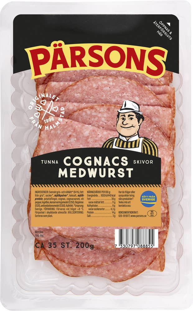 Pärsons Cognacsmedwurst Tunnskivad 200g Pärsons