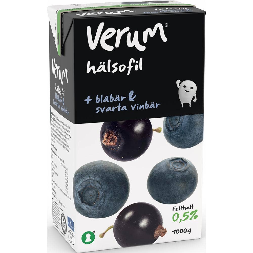 Verum Hälsofil Blåbär/SvartVinbär 0,5% 1L Verum
