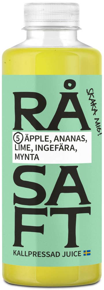 Råsaft Kallpressad Juice Äpple, Ananas, Lime, Ingefära & Mynta