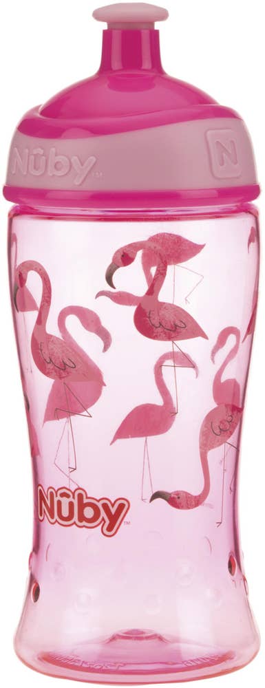 Nuby Tritan Super Slurp Pop Up Pink Flamingo +36m