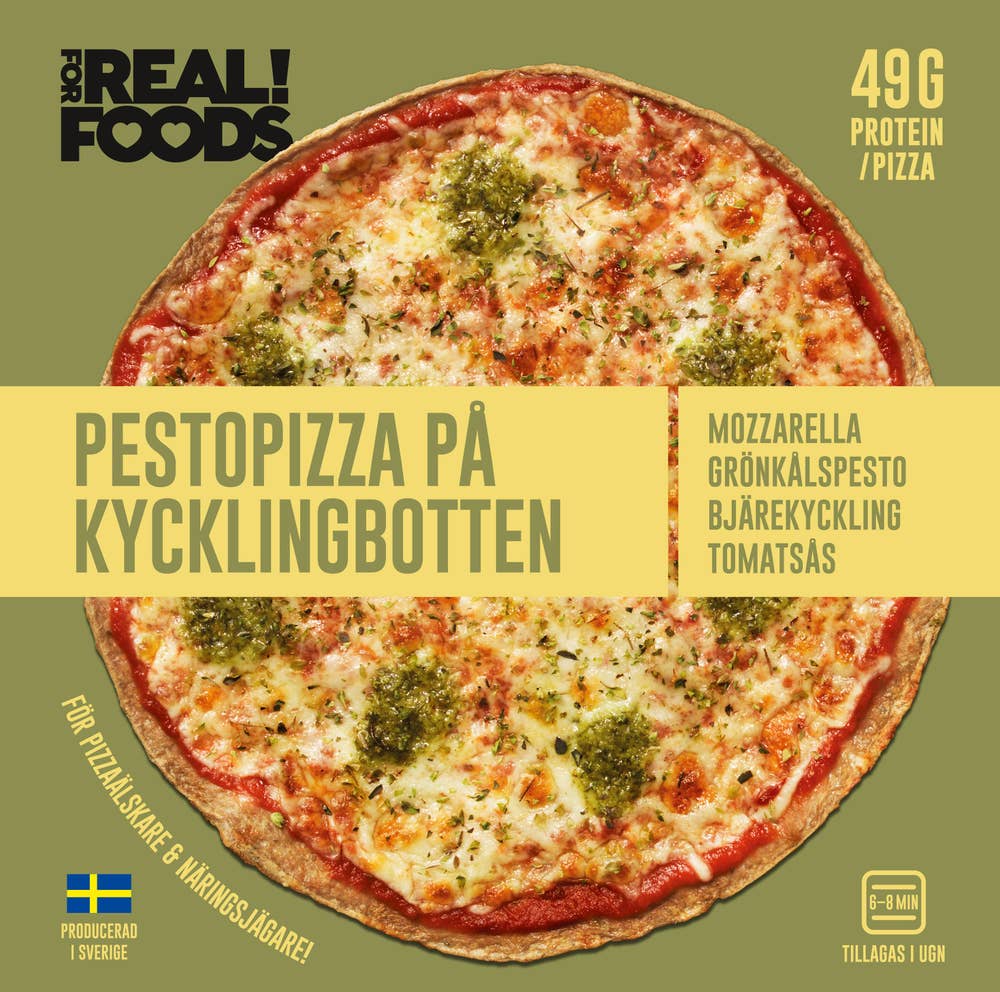 Proteinpizza Pesto på Kycklingbotten Fryst