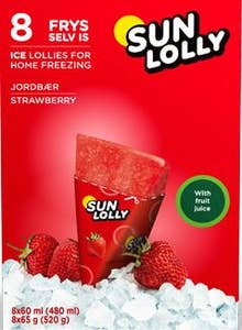 Sun Lolly Isglass Jordgubb Frys Själv