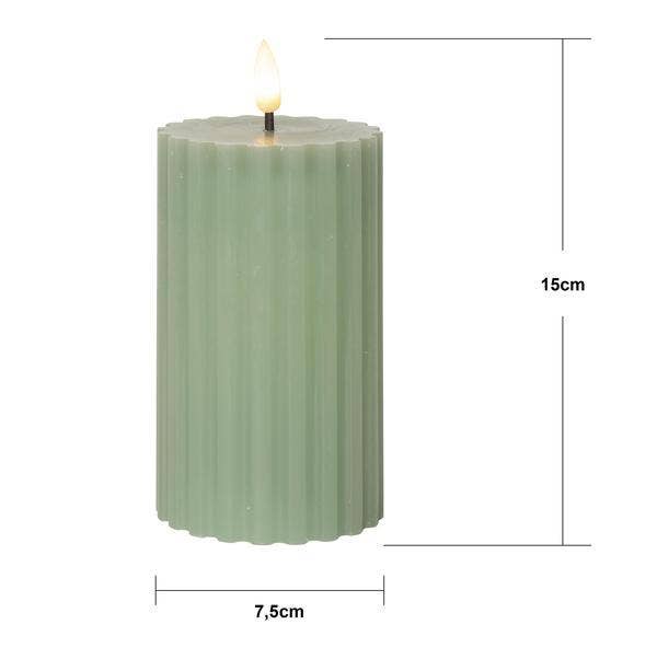 Star Trading Blockljus LED Flamme Stripe Grön 15cm