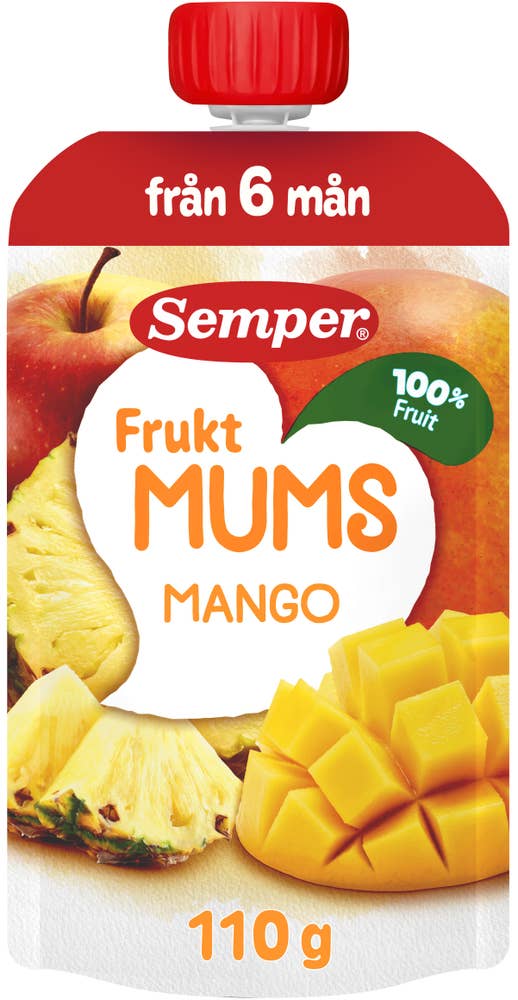 Fruktmums Mango, Äpple & Ananas 6M