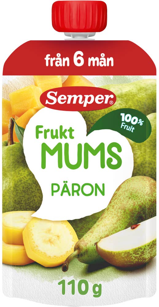 Semper Fruktmums Päron, Banan & Mango 6M