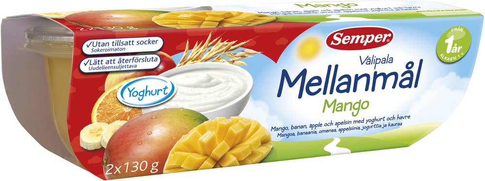 Ej sorterad Mellanmål Fruktbland Yoghurt Havre 1År 2x Semper