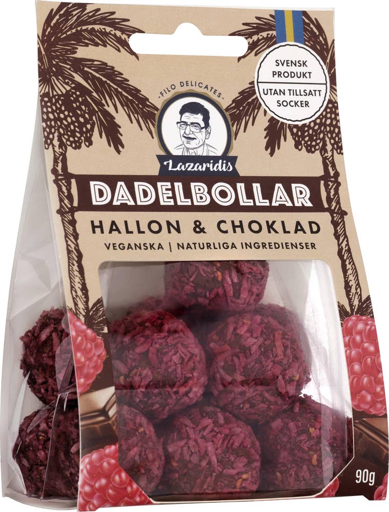 Lazaridis Dadelbollar Hallon & Choklad
