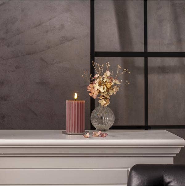 Star Trading Blockljus LED Flamme Stripe Rosa 15cm