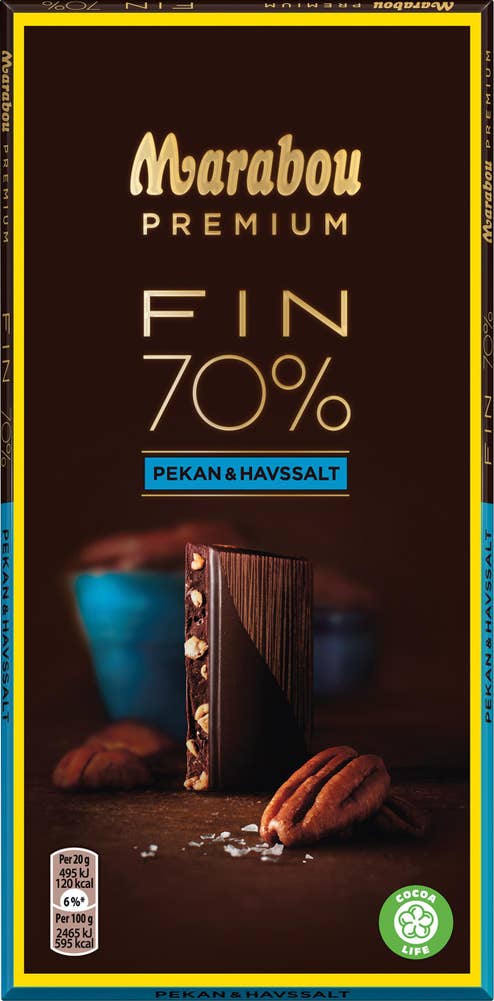 Marabou Chokladkaka Premium 70% Pekan & Havssalt Marabou