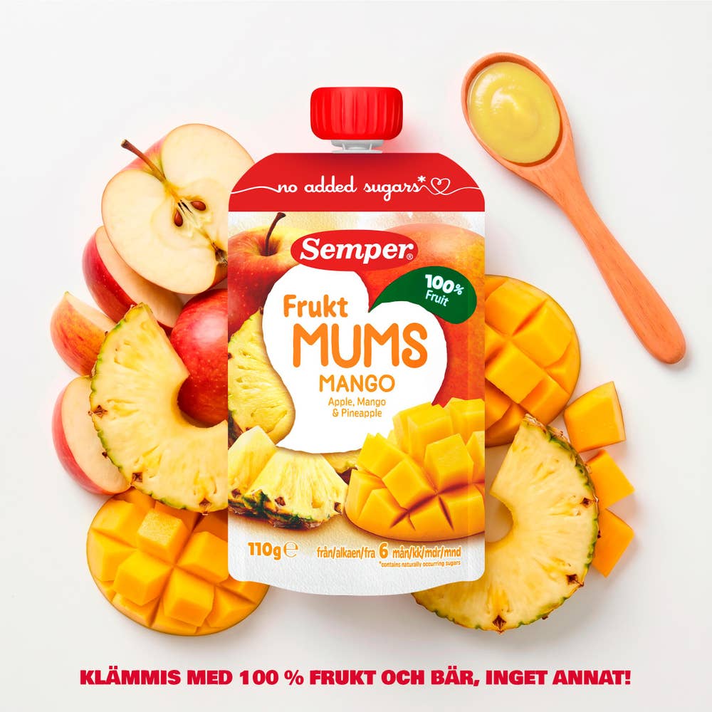 Semper Fruktmums Mango, Äpple & Ananas 6M