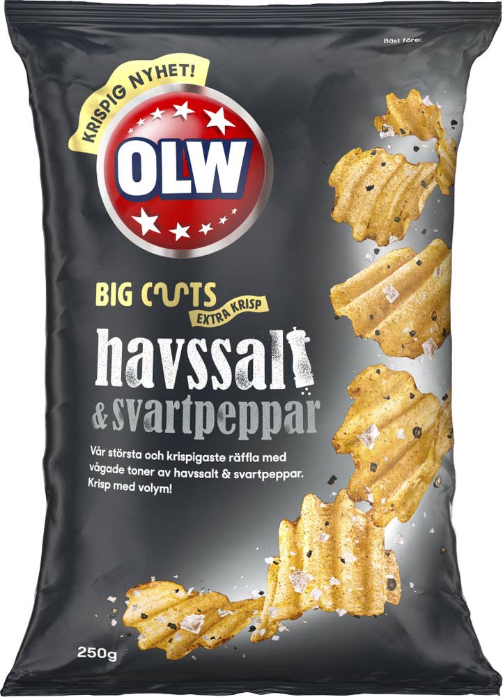 OLW Chips BigCuts Havssalt & Svartpeppar 250g