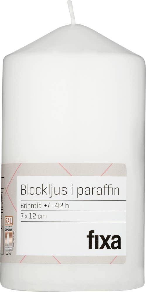 Fixa Blockljus Vit 12cm