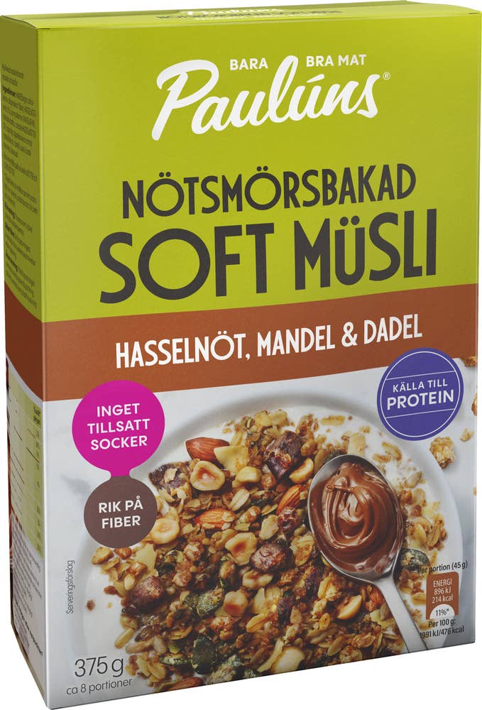 Nötsmörsbakad Soft Müsli Hasselnötssmör, Mandel & Dadlar