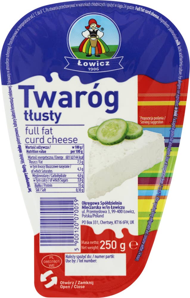 Lowicz Twaróg polsk färskost helfet 7,5%