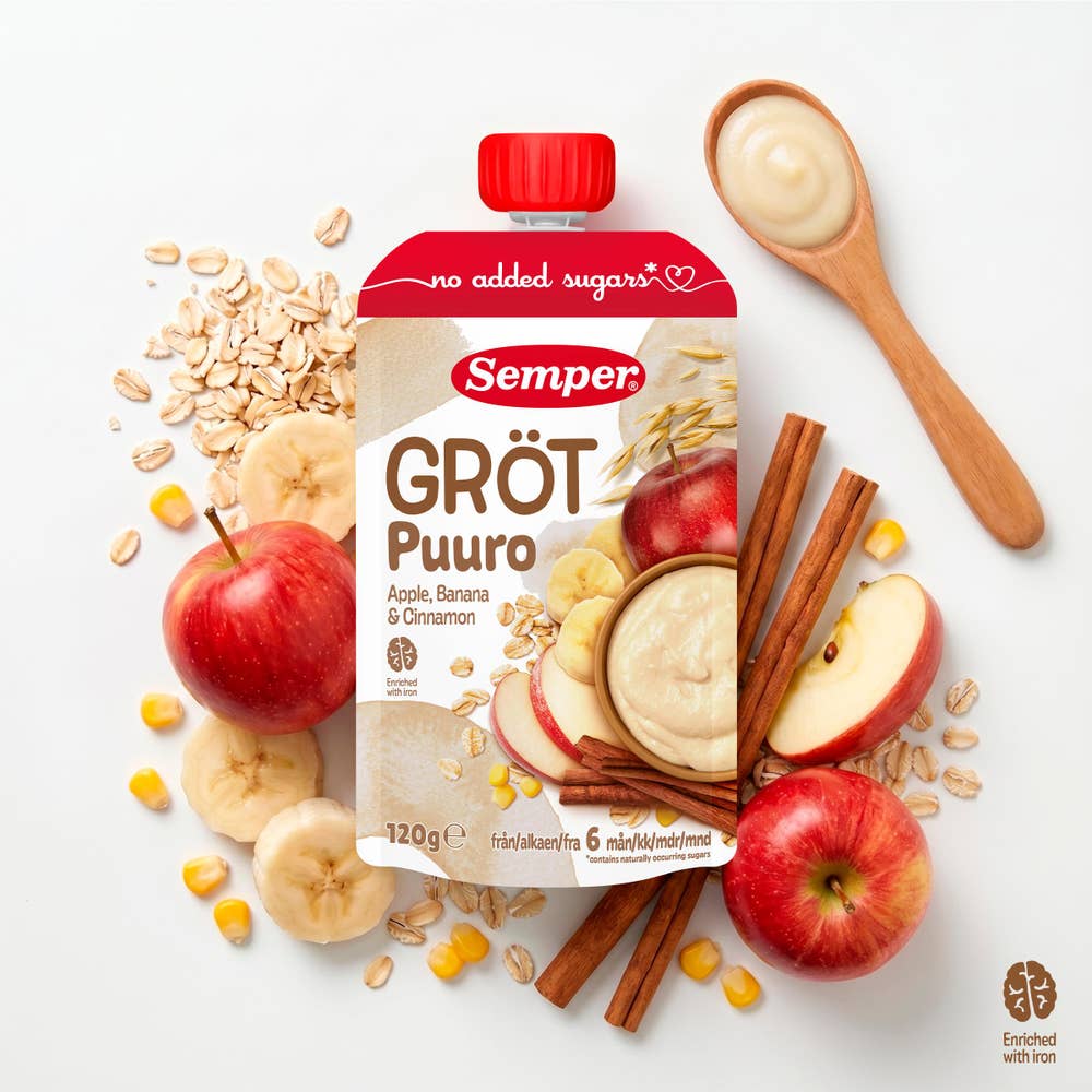 Semper Grötklämmis Äpple, Banan & Kanel 6M