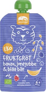 Minstingen Klämmis Fruktgröt Banan, Jordgubbe & Blåa Bär +6M EKO